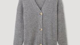 hessnatur Damen Strickjacke aus Alpaka - grau - Größe 44