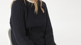 hessnatur Damen Pullover Relaxed aus Bio-Baumwolle und Bio-Merinowolle - blau - Größe L