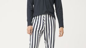 hessnatur Herren Pyjamahose aus Bio-Baumwolle - blau - Größe 48