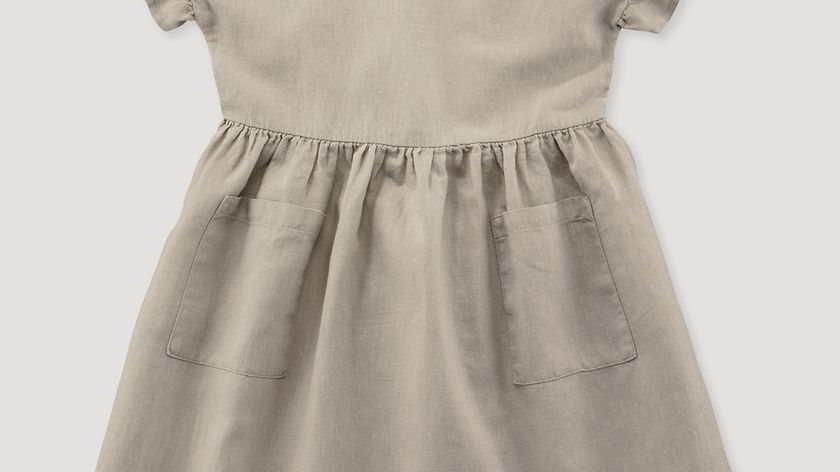 hessnatur Kinder Kleid aus Leinen mit Bio-Baumwolle - beige - Größe 158/164