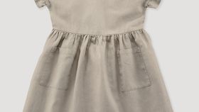 hessnatur Kinder Kleid aus Leinen mit Bio-Baumwolle - beige - Größe 158/164