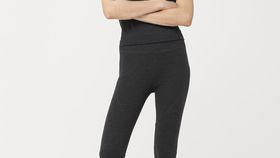 hessnatur Loungewear Leggings Fitted Medium Cut ACTIVE FUNCTIONAL aus Bio-Merinowolle mit Bio-Baumwolle - grau - Größe 48