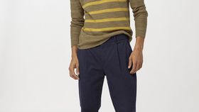 hessnatur Herren Streifen-Pullover aus Leinen mit Bio-Baumwolle - beige - Größe 50
