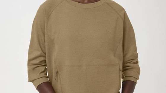 hessnatur Damen-Outdoor Sweatshirt aus Bio-Baumwolle mit Hanf und Schurwolle - beige - Größe 48