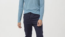 hessnatur Langarmshirt aus Bio-Merinowolle - blau - Größe 54