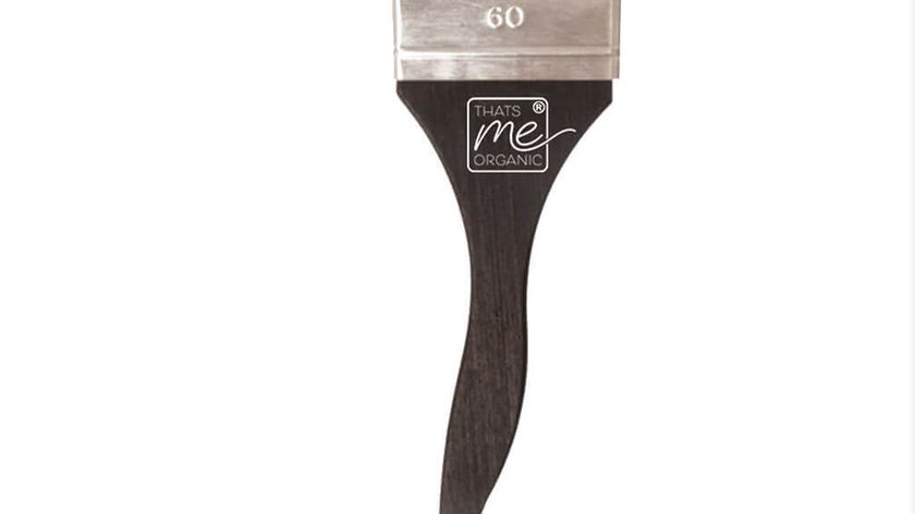 Ergonomischer Holz-Färbepinsel für Pflanzenhaarfarbe 60mm Holz/Edelstahl, schwarze Wildschweinborste