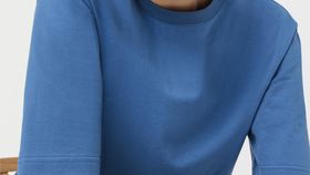 hessnatur Damen Kurzarm-Shirt aus Bio-Baumwolle - blau - Größe 40