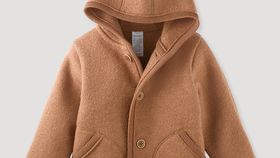 hessnatur Baby Walkjacke aus Bio-Merinowolle - braun - Größe 62/68