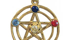 Anhänger "Pentagramm" 7 Chakrensteine Messing