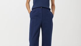 hessnatur Damen Hose Wide Leg aus Bio-Baumwolle mit Hanf - blau - Größe 46