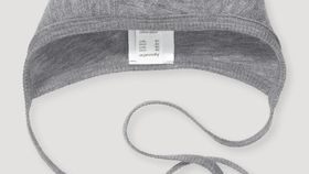 hessnatur Baby Wollfrottee Häubchen Slim aus Bio-Merinowolle - grau - Größe 41/43