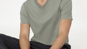 hessnatur Herren V-Shirt Regular aus Bio-Baumwolle - grün - Größe 56