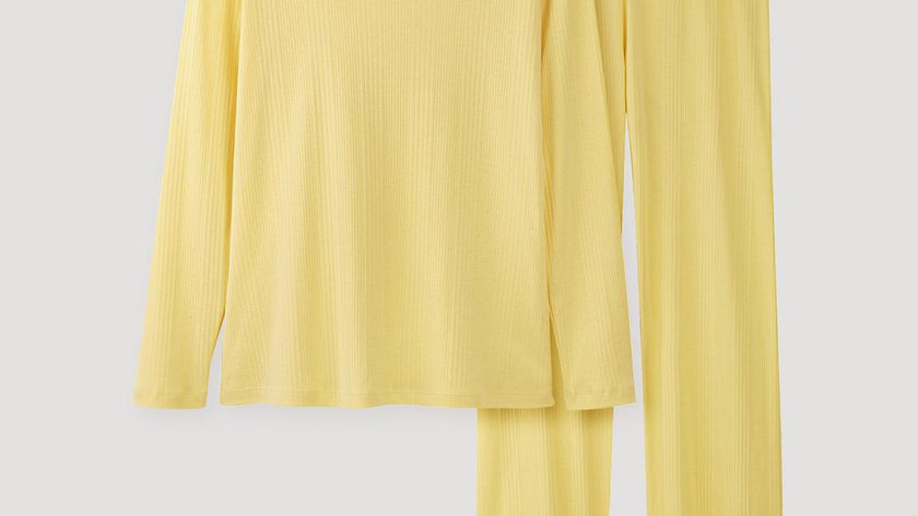 hessnatur Damen Pyjama aus Bio-Baumwolle - gelb - Größe 42