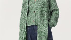 hessnatur Damen Schal aus Bio-Baumwolle mit Bio-Schurwolle und Alpaka - grün - Größe 28x230