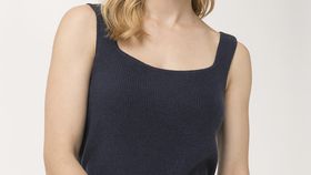 hessnatur Damen Stricktop aus Bio-Schurwolle mit Kaschmir - blau - Größe 36