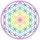 Aufkleber Set 2x4,5cm/1x9cm  "Blume des Lebens" Regenbogen-Chakra transparent