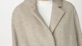 hessnatur Damen Wollfleece-Mantel Regular aus Bio-Merinowolle mit Bio-Baumwolle - beige - Größe 44