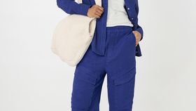 hessnatur Damen Hose Cargo Relaxed aus TENCEL™ Lyocell mit Leinen - blau - Größe 40