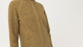hessnatur Damen-Outdoor Wollfleece-Jacke aus Bio-Merinowolle - gelb - Größe 36