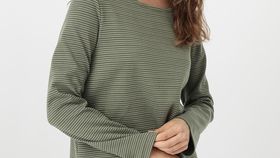 hessnatur Damen Langarm-Schlafshirt aus Bio-Baumwolle - grün - Größe 34
