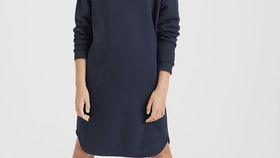 hessnatur Kinder Hoodie-Kleid aus Bio-Baumwolle - blau - Größe 134/140