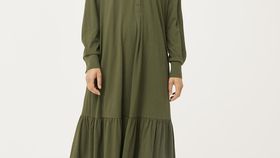 hessnatur Damen Midikleid aus Bio-Baumwolle mit Bio-Schurwolle - grün - Größe 46