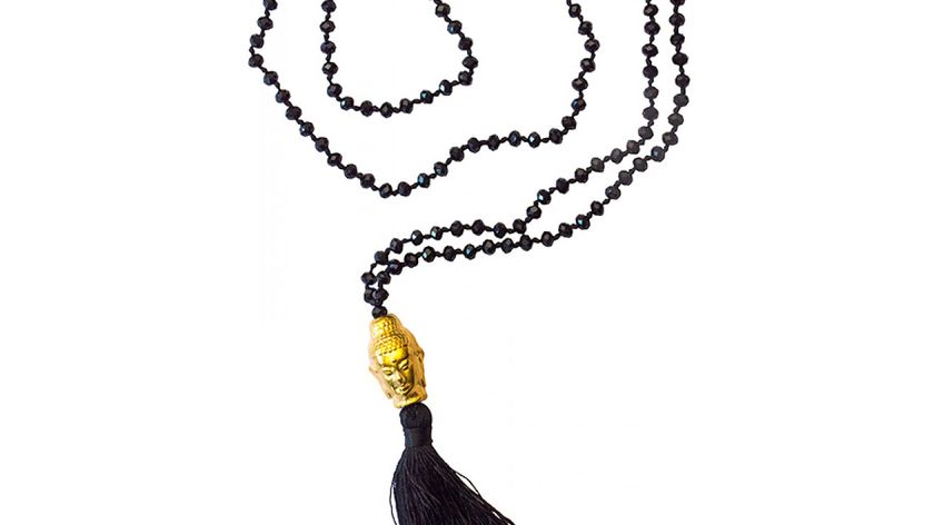 "Buddha Mala" schwarz mit 108 Glasperlen 58cm