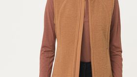 hessnatur Damen-Outdoor Wollfleece-Weste aus Bio-Merinowolle - braun - Größe 42