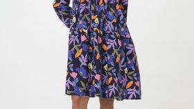 hessnatur Damen Popeline Kleid Mini Relaxed aus Bio-Baumwolle - blau - Größe 36