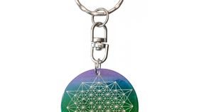 Schlüsselanhänger "Stern Tetraeder" Muschel rainbow 3,5cm