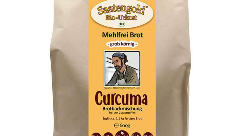 Mehlfreibrot Curcuma -grob k?rnig- Bio Brotbackmischung 600g