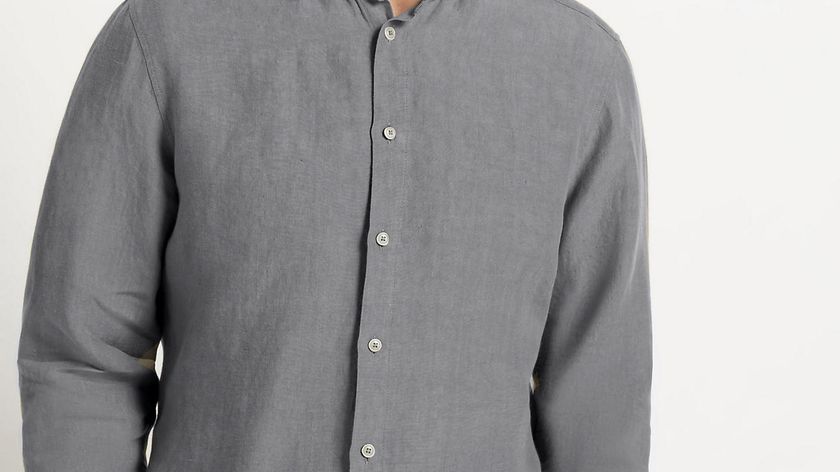 hessnatur Herren Hemd Modern Fit aus Bio-Leinen - grau - Größe 41/42