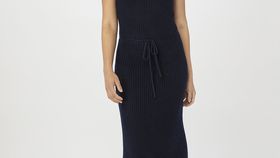 hessnatur Damen Strickkleid Midi Slim aus Bio-Baumwolle - blau - Größe S