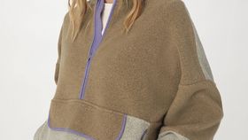 hessnatur Damen Fleece Troyer BETTERRECYCLING Oversize aus Bio-Baumwolle - braun - Größe L