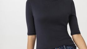 hessnatur Damen Softrib Shirt Slim aus Bio-Baumwolle und TENCEL™ Modal - blau - Größe 38