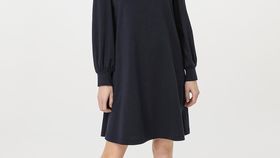 hessnatur Damen Mini-Kleid aus Bio-Baumwolle mit Bio-Merinowolle - blau - Größe 48