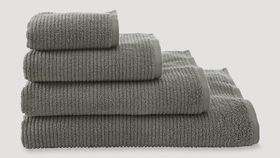 hessnatur Frottee-Handtuch feiner Streifen aus Bio-Baumwolle - grau - Größe 100x180 cm
