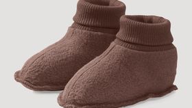 hessnatur Baby Softfleece Schuhe aus Bio-Baumwolle - braun - Größe 50/56
