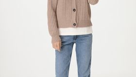 hessnatur Damen Cardigan Relaxed aus Bio-Baumwolle und Bio-Merinowolle - rosa - Größe XS