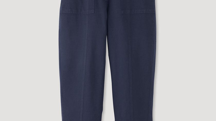 hessnatur Damen Hose Barrel Leg aus Bio-Baumwolle mit Leinen - blau - Größe 38