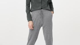 hessnatur Damen Strickhose aus Bio-Schurwolle mit Kaschmir - grau - Größe 38