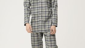 hessnatur Herren Flannell-Pyjamahemd aus Bio-Baumwolle - grün - Größe 52