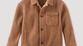 hessnatur Kinder Wollfleece Overshirt aus Bio-Merinowolle - braun - Größe 158/164