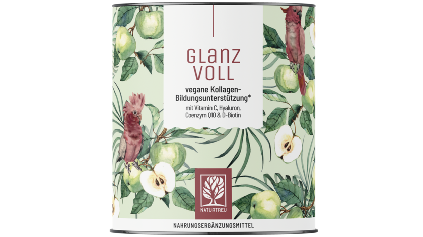 Vegane Kollagen-Bildungsunterstützung* mit Vitamin C, Hyaluron, Q10 & D-Biotin - Glanzvoll - 2 Dosen GLANZVOLL (beliebteste Option)