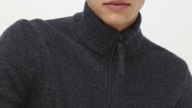 hessnatur Herren Zip-Jacke aus Bio-Lambswool - grau - Größe 50
