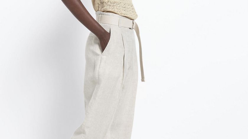 hessnatur Damen Hose High Waist aus Bio-Leinen - natur - Größe 38