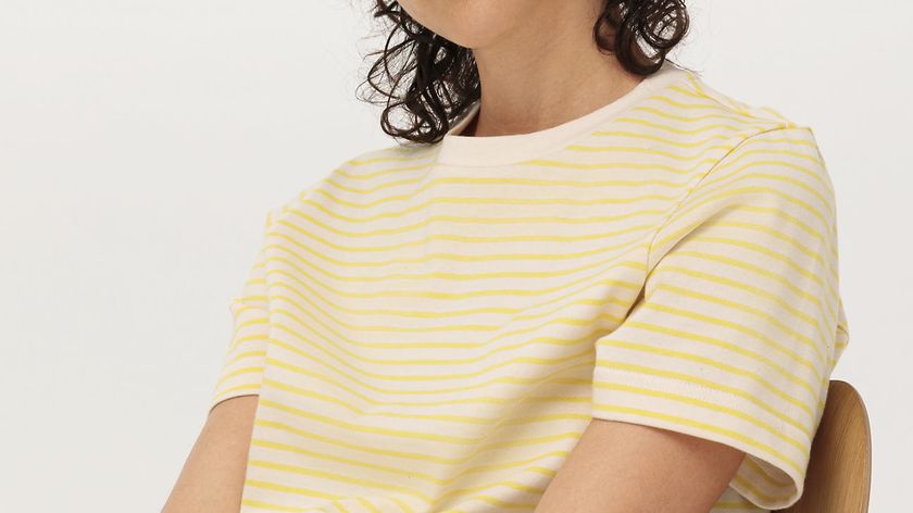 hessnatur Damen Kurzarm-Ringelshirt aus Bio-Baumwolle - gelb - Größe 42