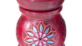 Aromalampe "Blume" Speckstein rot 6x9cm