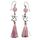 Ohrhänger "Engel" 1,2cm Silber 925 mit Rosenquarz-Perle und  Rosa Quaste, 5,5cm