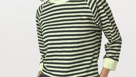 hessnatur Damen Slub Shirt Streifen Regular aus Bio-Baumwolle - grün - Größe 48